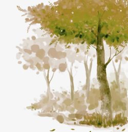 树林卡通手绘水彩素材