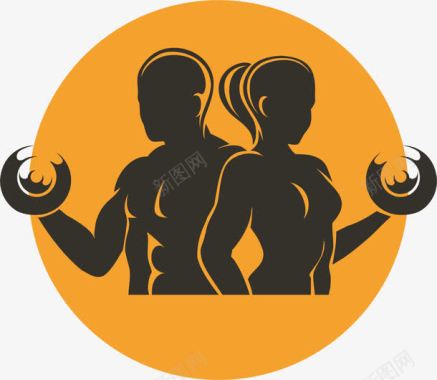 圆形男女健身俱乐部logo图标图标