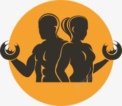 男女运动水壶圆形男女健身俱乐部logo图标高清图片