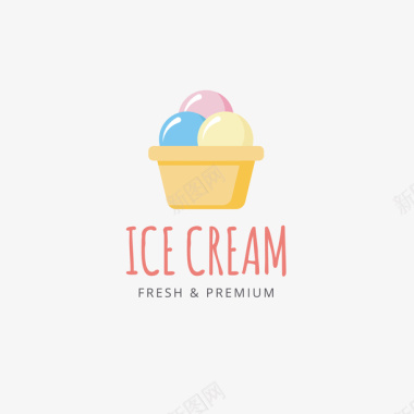 可爱彩色冰淇淋标识矢量图图标图标