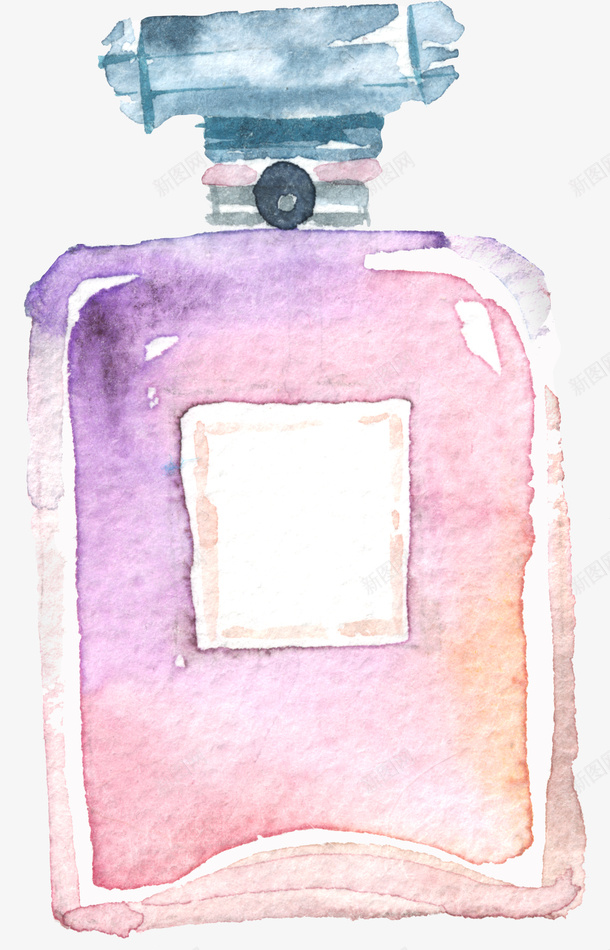梦幻紫色香水瓶png免抠素材_新图网 https://ixintu.com 化妆品 手绘 手账 水彩 瓶子 素材 装饰 香水
