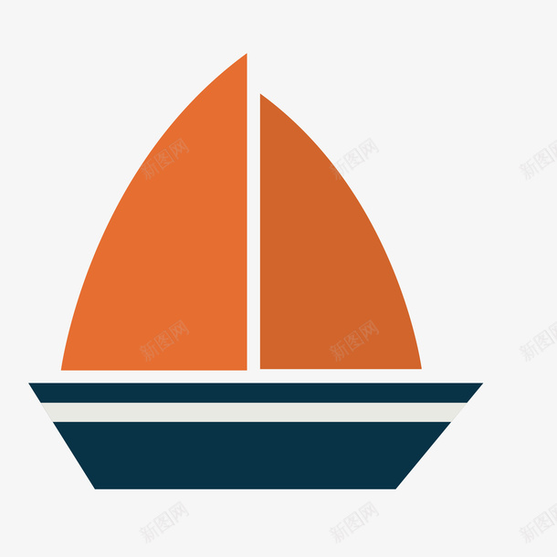 卡通简笔画帆船图标png_新图网 https://ixintu.com 卡通 小船 帆船 平面设计LOGO 简笔画 船只