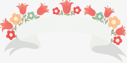 春花横幅红色春花彩带标题框高清图片