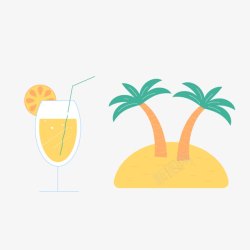 矢量椰树图标旅行社旅行椰树饮料图标高清图片