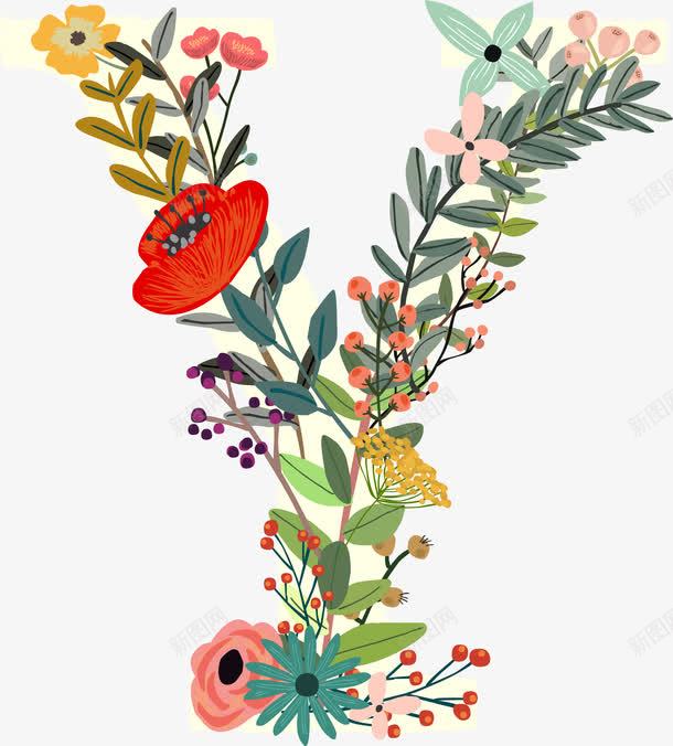 花朵字母Ypng免抠素材_新图网 https://ixintu.com 字体花卉 植物花朵字母 艺术字体 花朵符号 花朵英文字母