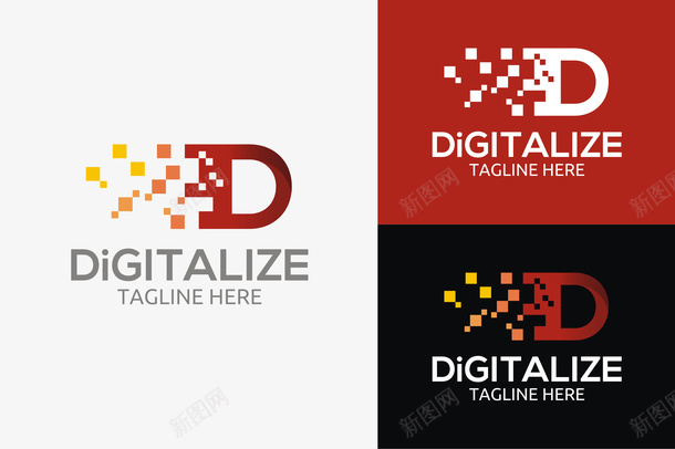 字母D的logo图标png_新图网 https://ixintu.com logo 大写字母 方块 方格 简约 精美 红色 设计感