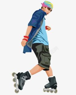 幻影轮滑鞋轮滑的少年高清图片