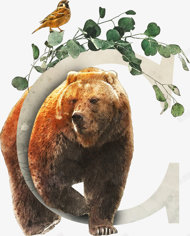 动植物英文字母cpng免抠素材_新图网 https://ixintu.com 动物 卡通 字母 植物 结合