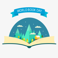 课本树木世界读书日蓝色图案高清图片