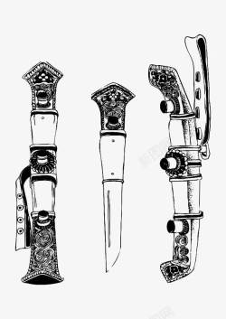 藏族刀具矢量三款藏族刀具高清图片