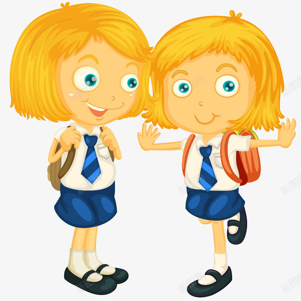 两个小女孩png免抠素材_新图网 https://ixintu.com png图形 卡通 学生 小女孩 装饰