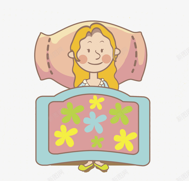 躺在床上的女士png免抠素材_新图网 https://ixintu.com 卡通 商务 女士 封面 彩色手绘 插图 杯子 枕头 被子 金发