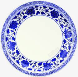 圆形瓷盘蓝色中式青花瓷瓷盘圆形高清图片