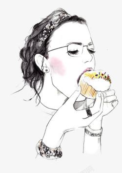 欧美女生彩妆吃蛋糕的女生高清图片