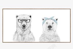 欧式北极熊欧式写实动物图案高清图片
