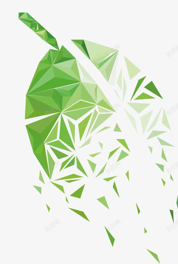 创意几何元素png免抠素材_新图网 https://ixintu.com 三角形 凋零 图形设计 树木 残缺 破碎 绿叶