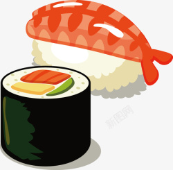 鱼籽寿字手绘美食寿司面包矢量图高清图片