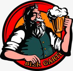 德国标识老头喝啤酒插画图标高清图片