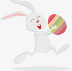 白色兔子贴纸拿着彩蛋的兔子矢量图高清图片