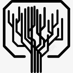 电路印刷树型直线像电脑印刷电路图标高清图片