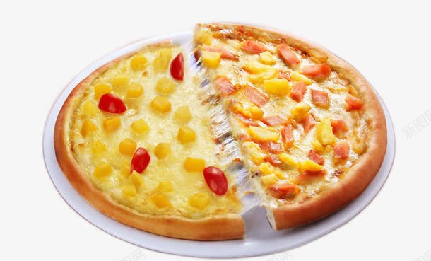 美味的水果双拼披萨png免抠素材_新图网 https://ixintu.com 披萨 披萨图片 水果披萨 美食 食物