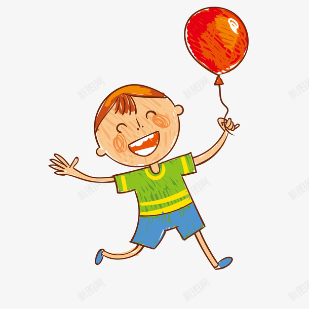 卡通拿着气球的男孩png免抠素材_新图网 https://ixintu.com 人物设计 卡通 可爱 手绘 气球 男孩 笑容