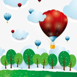 升起的气球卡通彩绘画高清图片