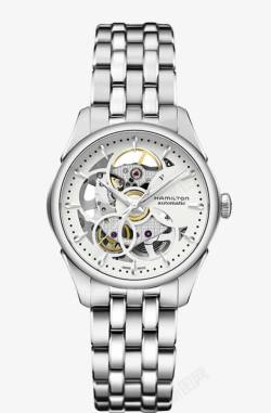 镂空手表设计汉米尔顿腕表银色镂空手表女表高清图片
