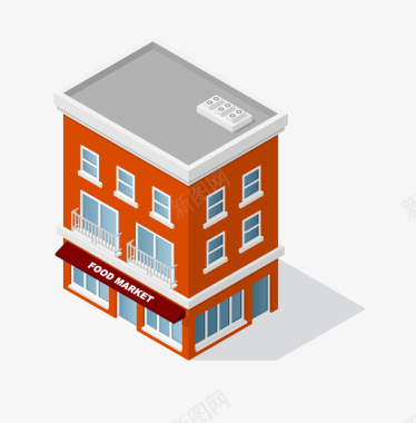 卡通房屋装饰插画广告扁平化图标图标