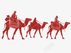红色沙漠背景骆驼高清图片