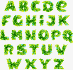 绿色树叶艺术字矢量图素材
