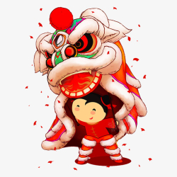 反光材质红色喜庆舞狮庆祝新年高清图片