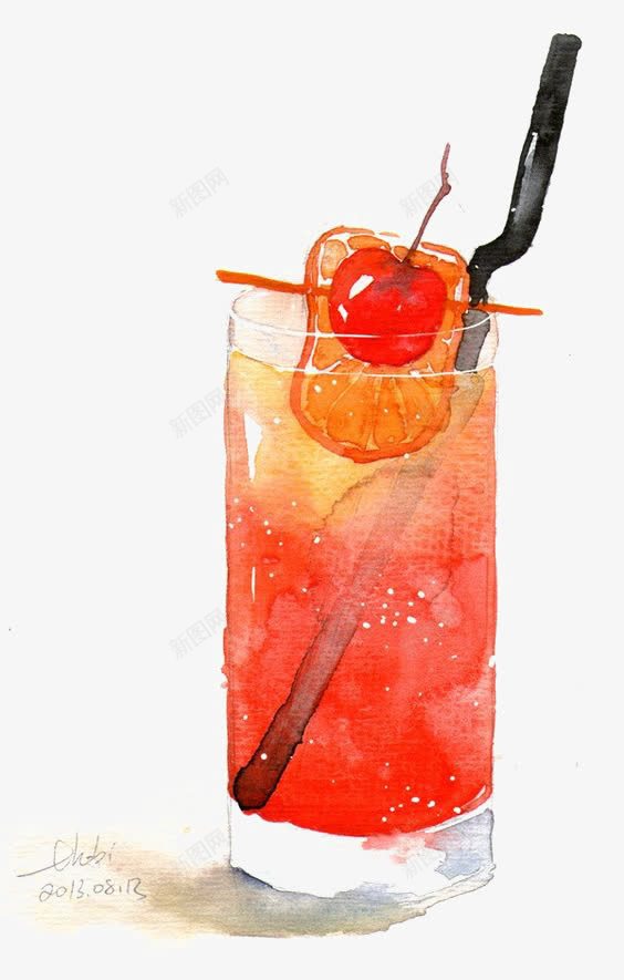 果汁png免抠素材_新图网 https://ixintu.com 冰块 创意果汁 果汁插图 橙汁 水彩果汁 饮品 饮料