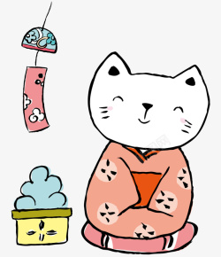 粉色小草一只可爱的小猫矢量图高清图片