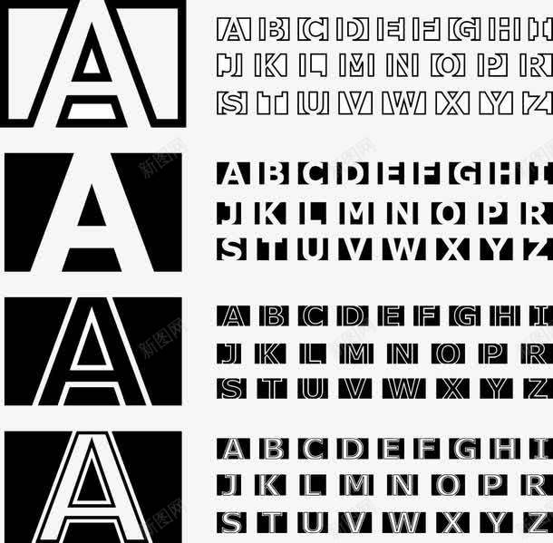 创意方形字母png免抠素材_新图网 https://ixintu.com 26个英文字母 个性时尚字母 英文字体样式