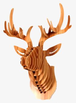 北欧风动物头像木制拼接鹿角高清图片
