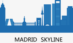 马德里城市马德里建筑剪影高清图片