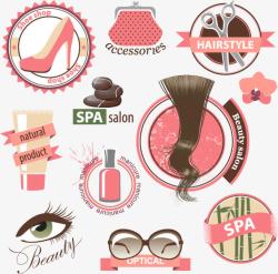 美发标签粉色女性美容元素标签免矢量图高清图片