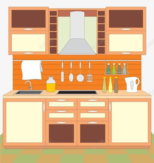 厨房装修png免抠素材_新图网 https://ixintu.com 一体式 卡通手绘 厨具 厨房台 家具家居 洗手台