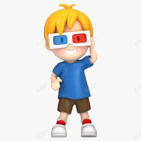 戴着3D眼镜的男孩png免抠素材_新图网 https://ixintu.com 3D眼镜 C4D 三维 儿童 卡通 可爱 男孩 立体