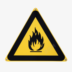 火种易燃物品三角形黄色警告牌实物高清图片