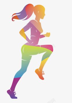 健身女性炫彩女性运动跑步人物高清图片