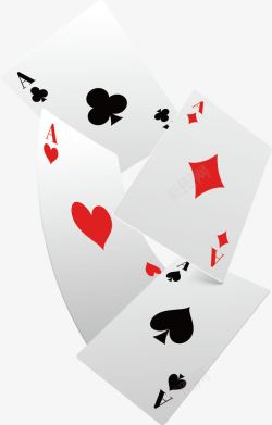 四张扑克飘落的扑克牌高清图片
