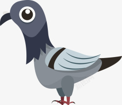 灰色的鸽子卡通大眼睛鸽子矢量图高清图片