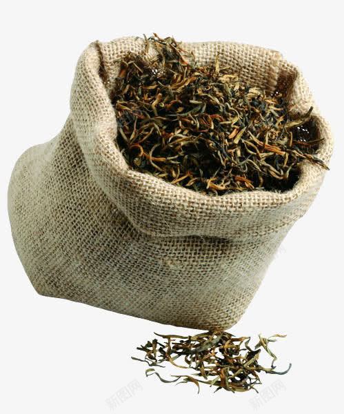布袋和茶叶png免抠素材_新图网 https://ixintu.com 一袋茶叶 中国茶 干茶叶 茶叶 茶文化
