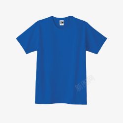 短袖衬衫蓝色圆领T恤高清图片