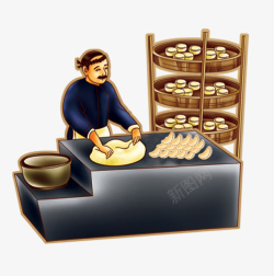 古时期人物古代人物在揉面包饺子图高清图片