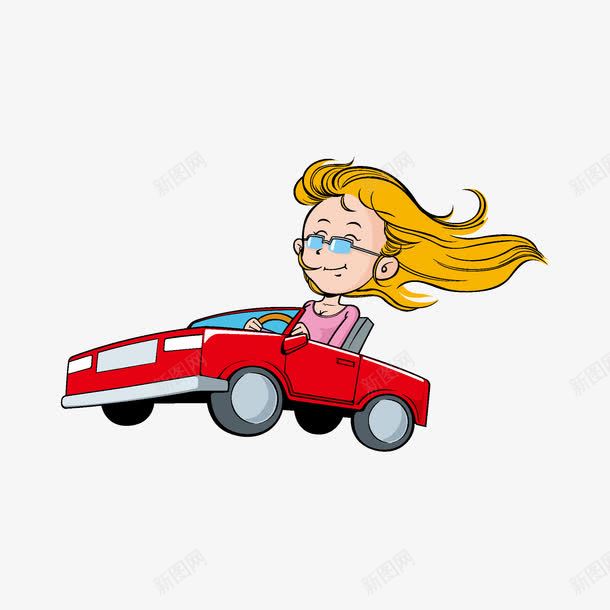 开车的女孩png免抠素材_新图网 https://ixintu.com 卡通 女司机 女车手 开车的女孩 手绘 水彩 金发