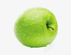 一个青苹果带水珠的苹果高清图片