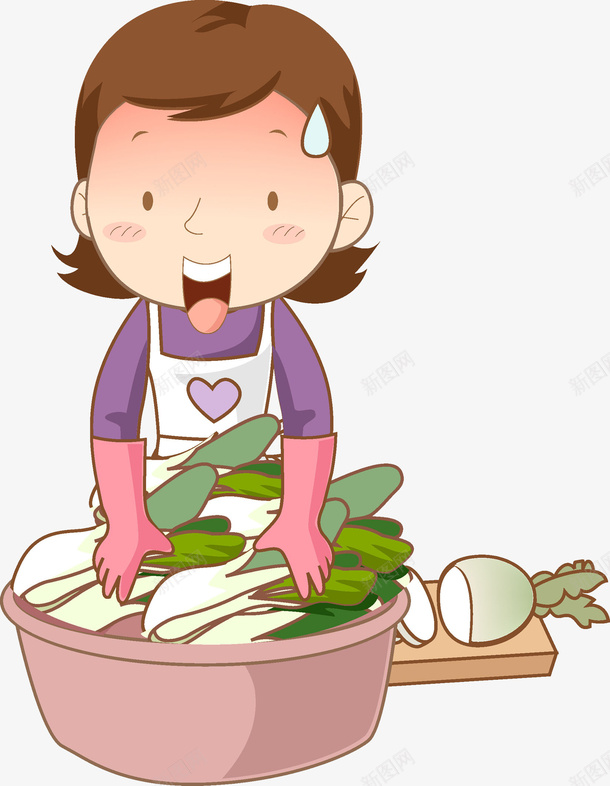手绘洗蔬菜的女人场景图png免抠素材_新图网 https://ixintu.com 卡通 女人 家庭主妇 忙碌的 惊恐的 我的家人 洗蔬菜 爱心蔬菜 菜类图片 蔬菜